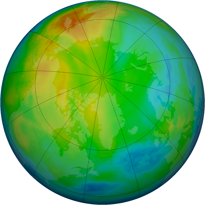 Arctic ozone map for 16 December 1993